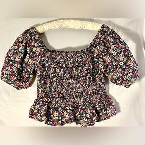 Sugar + Lips Floral off the shoulder crop top size medium